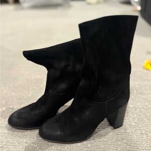 We The Free People Black Sued Scrunch Ankle Boots